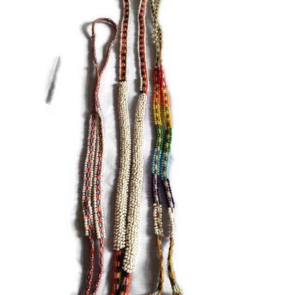 Other - 3 Handwoven Ties Decorated with Multicolor Beads